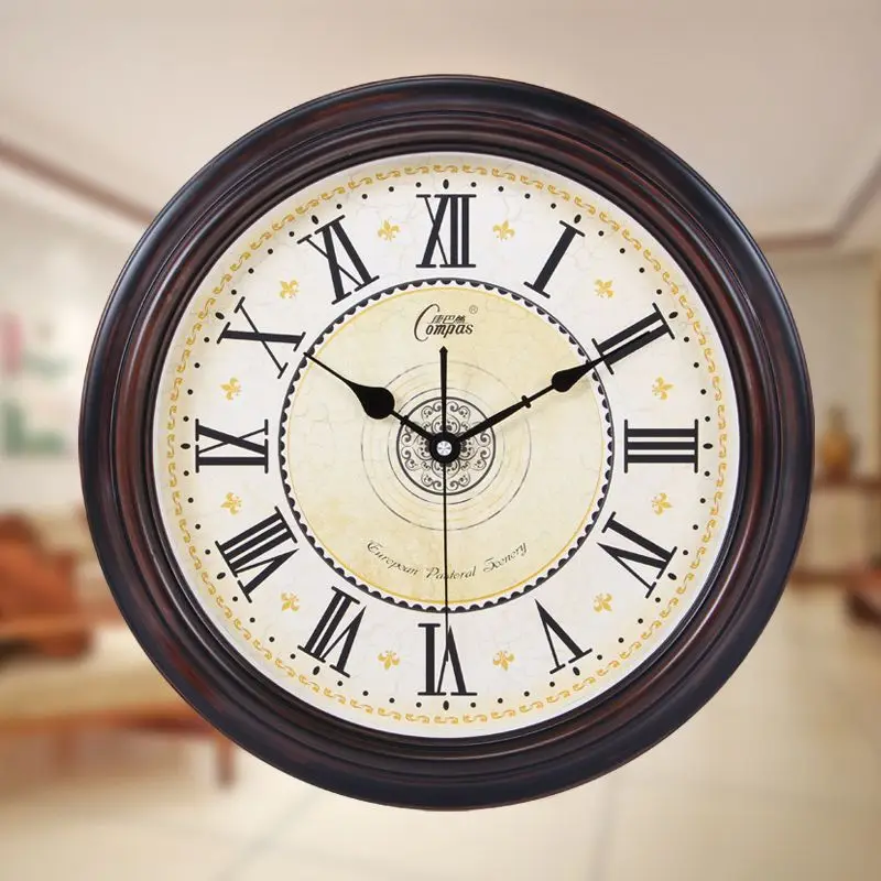 Kangbas retro wall clock home European living room quartz clock quiet electronic clock Classical nostalgic quartz watch