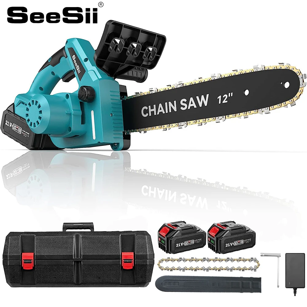 

SEESII 12inch Brushless Electric Chainsaw Cordless Handheld Chainsaw Graden Pruning Power Tools for Makita 18V Battery 8000W