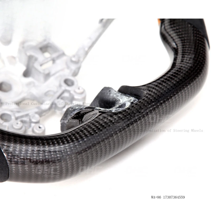 Suitable for 2019 Mustang, suede + carbon fiber, orange stitching, car steering wheel modification