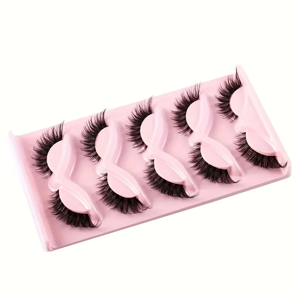 5 Paar künstliche Katzenaugen-Wimpern – hypoallergene, natürliche lange Manga-Wimpern mit geflügelten Enden für einen verlängerten Blick – Detail 6