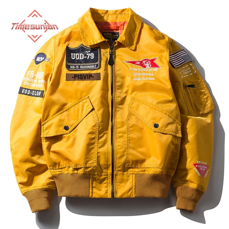 

Spring Autumn Male Jackets Thin Army Green Motorcycle Ma-1 Aviator Pilot Air Men Bomber Jacket Embroidery Lapel All-Match