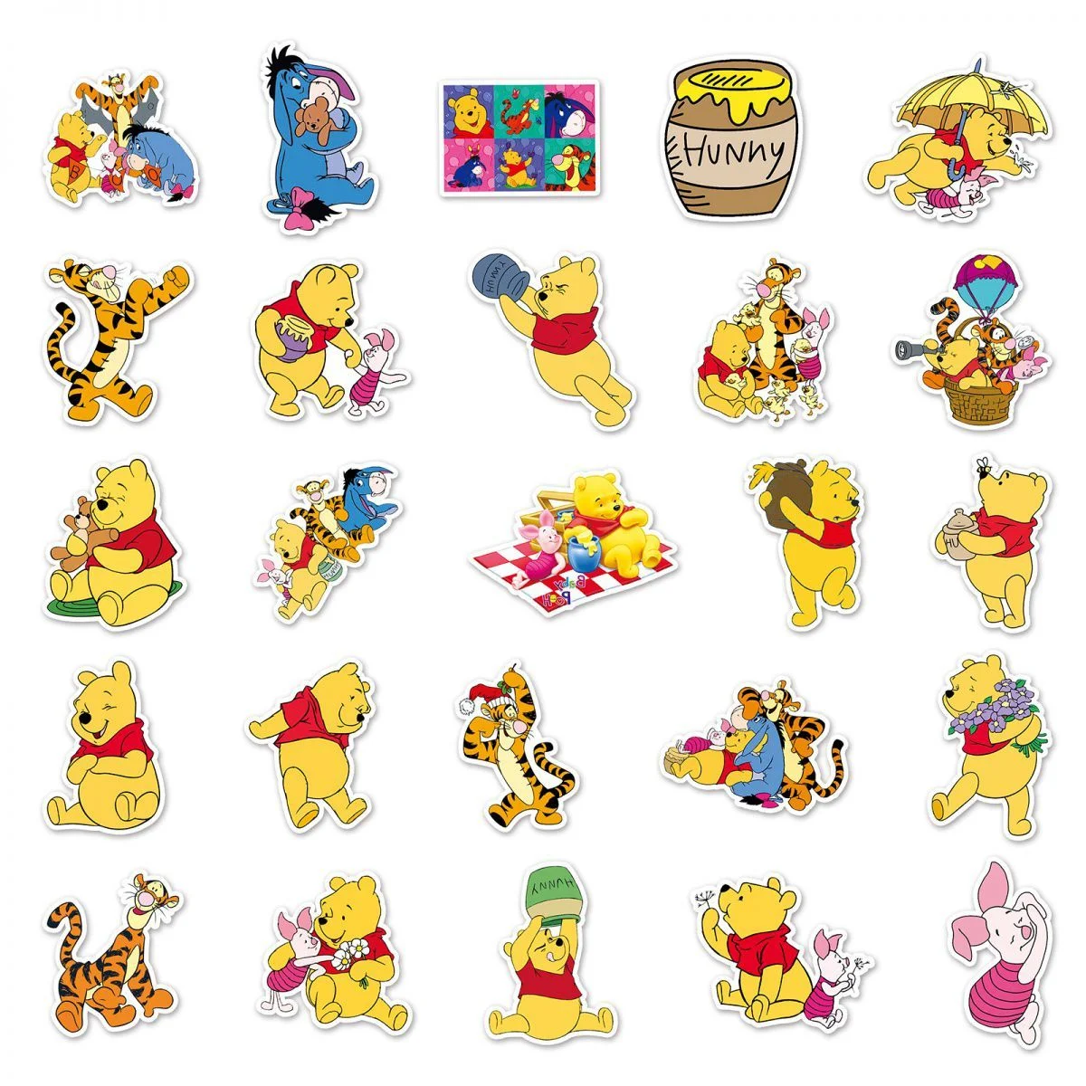 50Pcs/Set Winnie the Pooh Stickers Cartoon Graffiti Stationery Notebook Refrigerator Aesthetics Waterproof DIY Ornament Sticker