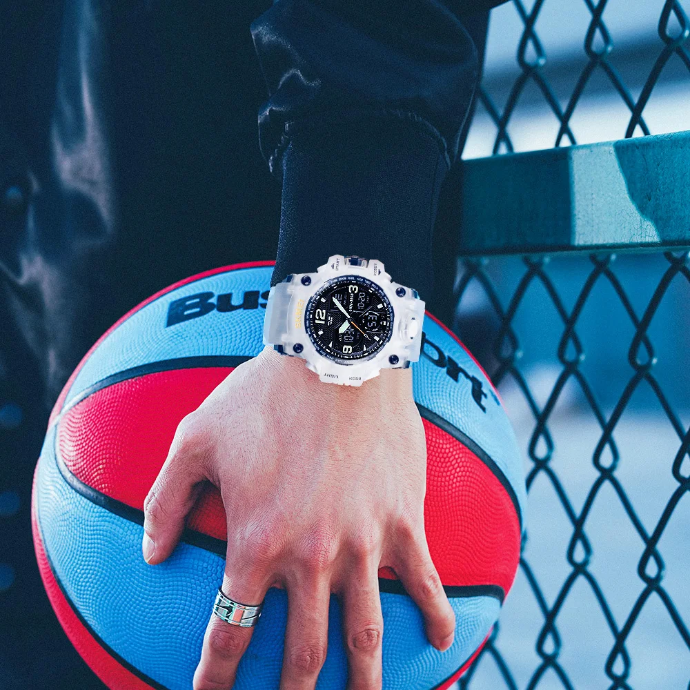 SKMEI 듀얼 타임 디스플레이 디지털 전자 시계 스포츠 LED 라이트 쿼츠 시계 남성용 방수 알람 손목시계 남성 시계