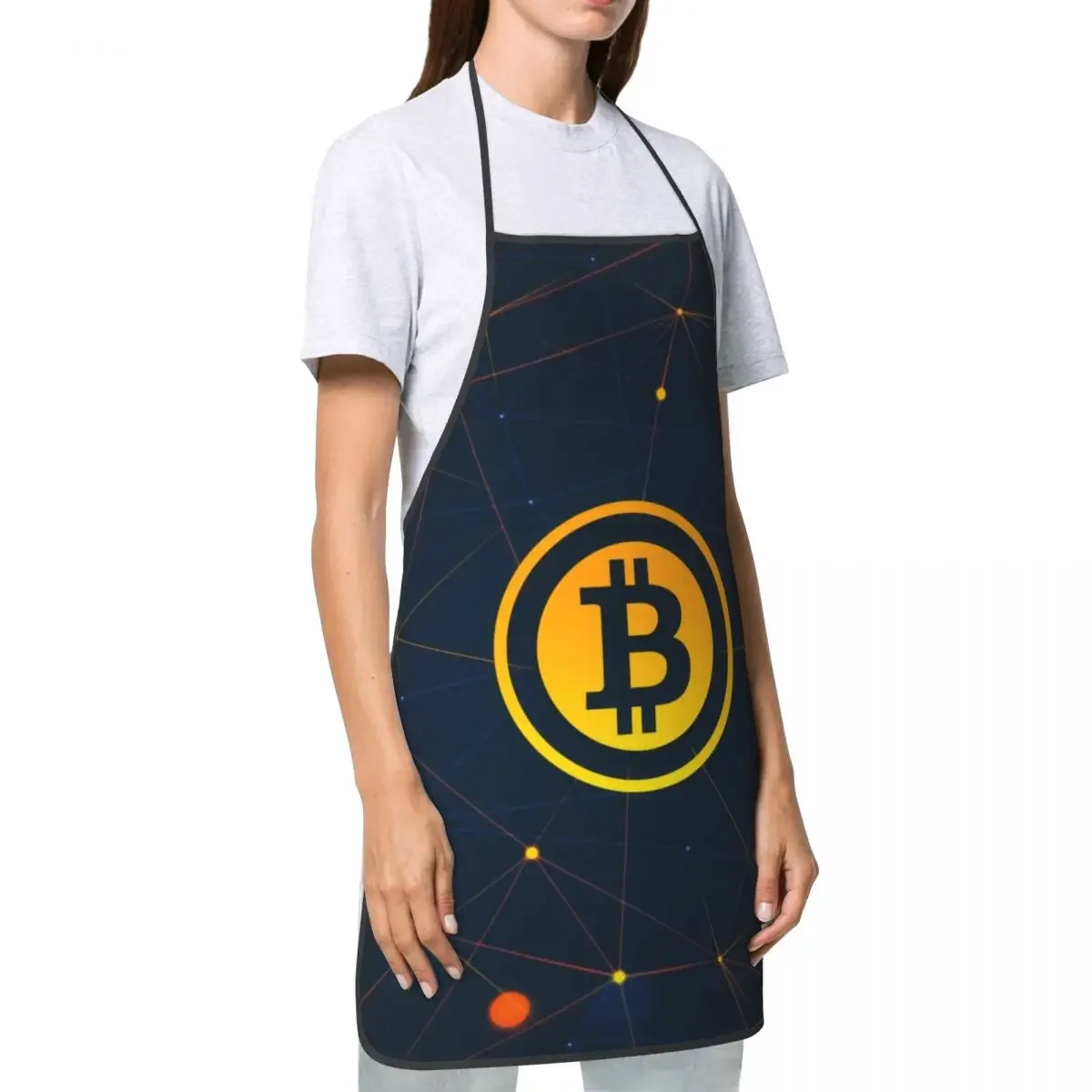 Bitcoin Digital mata uang dapur koki memasak celemek memanggang Pria Wanita BTC Blockchain Mata uang Kripto Tablier Masakan untuk lukisan