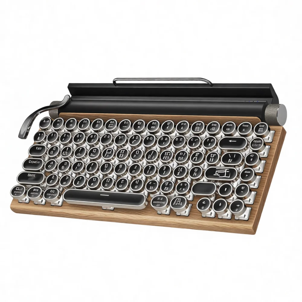 Punk Style Mechanical Keyboard Vintage Bluetooth Wired Hot Swap Blue Switch Backlit Office Typing Creative Work Hardwares