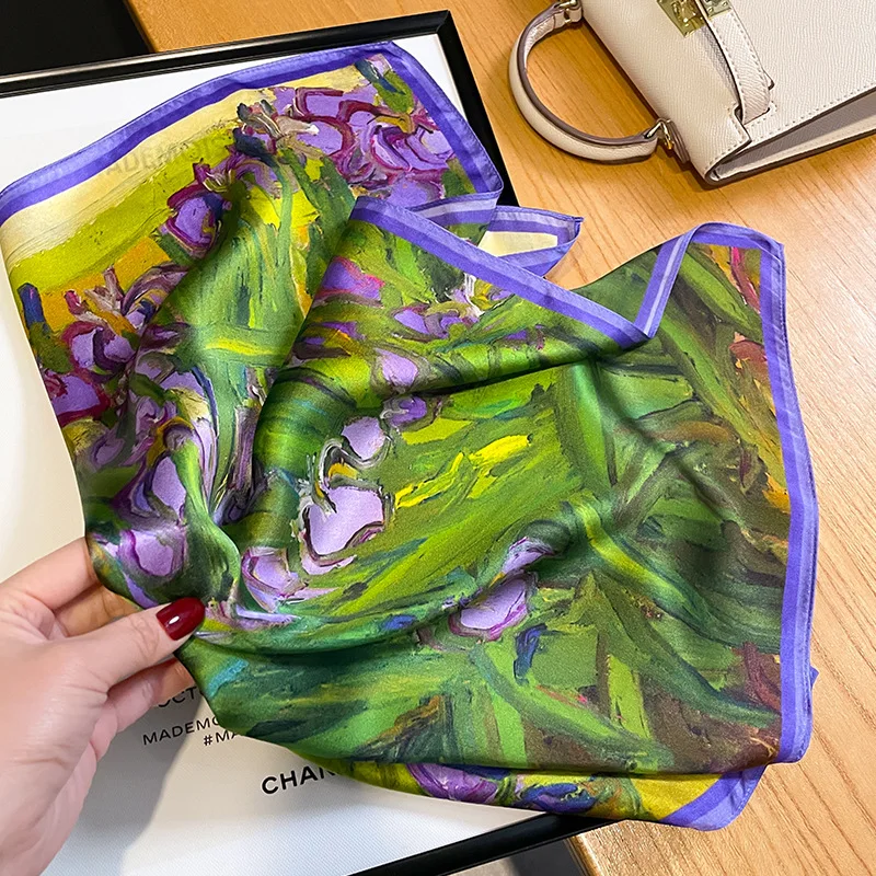 2023 Fashion 100% Real Silk Scarf 53cm Square Bandelet Women's Silk Temperament Small Scarf Neck Decorative Wrap Printed Scarves