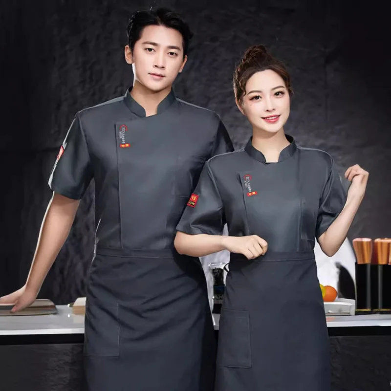 Uniforme de travail de cuisine de Restaurant d'hôtel, veste de Chef à manches courtes, manteau de cuisine blanc d'été pour boulangerie et pâtisserie