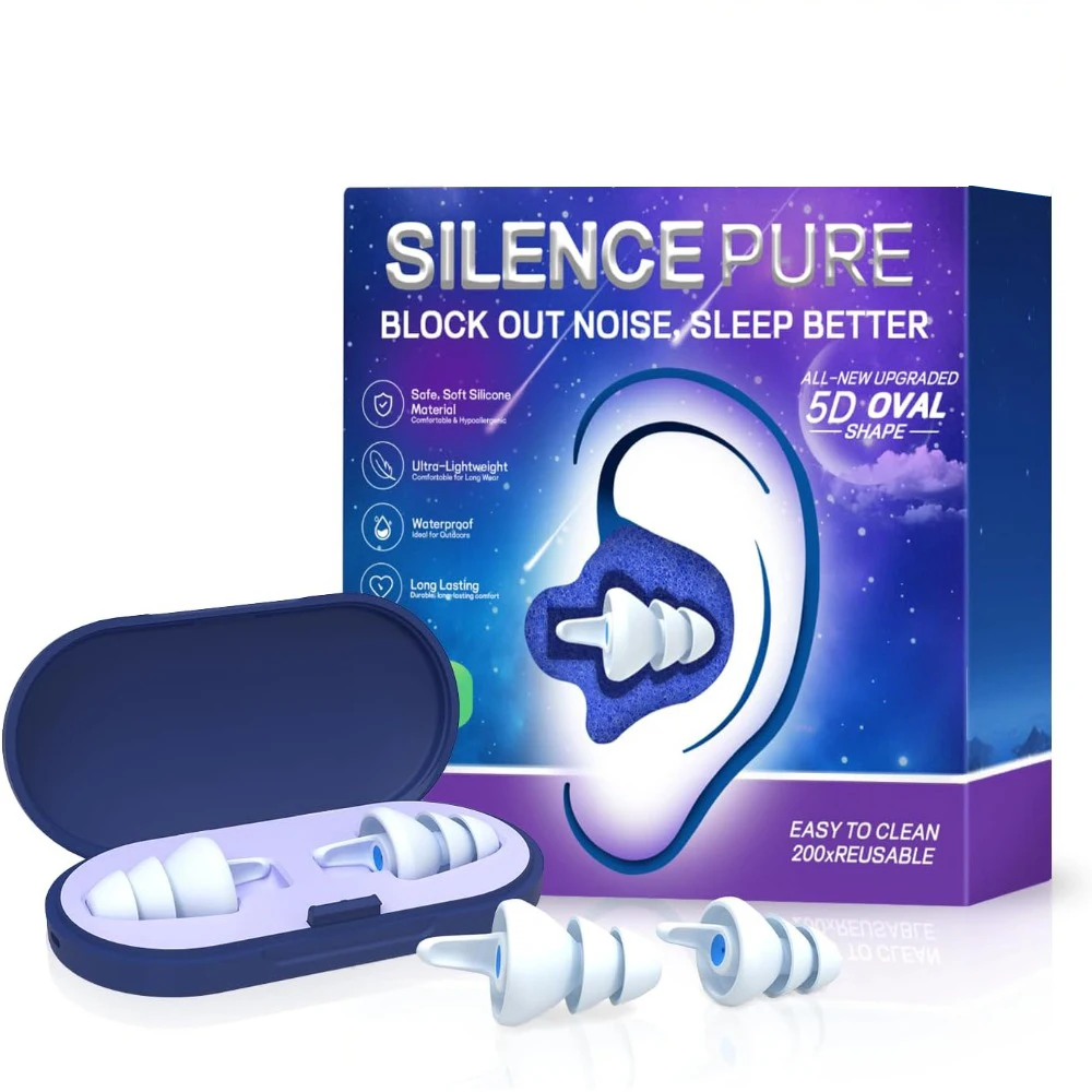 Sleeping  3D Noise Reduction Professional Protective Soft Reusable Earplugs For Sleeping Concentrate attention