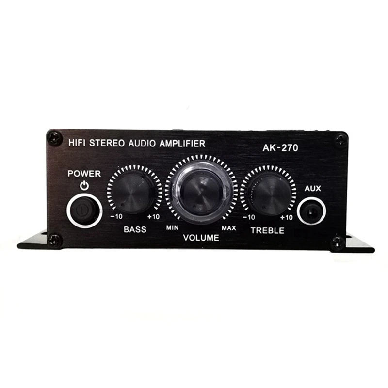 AK-270 AK270 12V Mini wzmacniacz mocy HIFI Audio do kina domowego 2 wzmacniacz kanałowy wejście USB/SD AUX