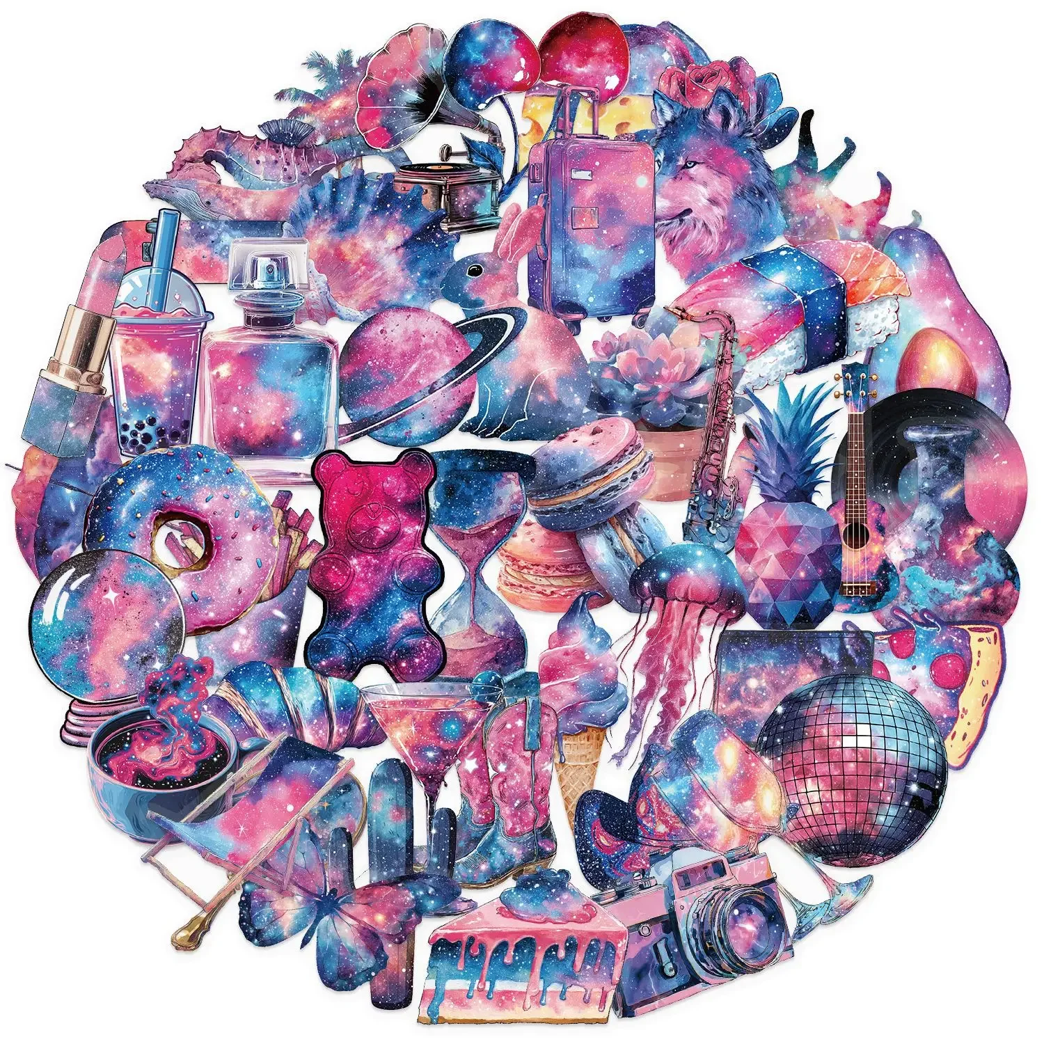 

10/50PCS Cartoon Starry Sky Transparent Graffiti Sticker Creative PET Decal DIY Luggage Phone Guitar Skateboard Classic Kid Toys