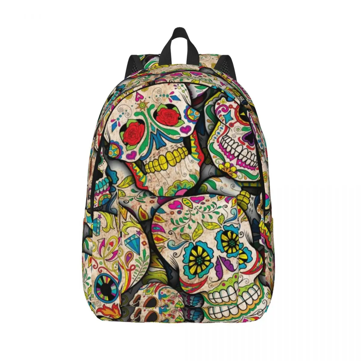 

Sugar Skull Collage for Men Women Student School Book Bags Horror Scary Daypack Elementary High College Lightweight