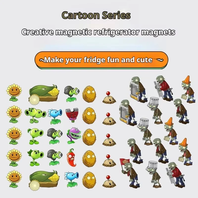 Fridge Magnet Cartoon Decorative Personality Plants Vs Zombies Creative Diy Magnetic Stickers Pvc Does Not Fall Off view 3