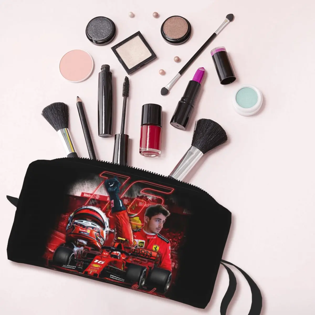 Custom Cute Charles Monaco Formula One Driver Leclercs Travel Toiletry Bag Women Cosmetic Makeup Bag Beauty Storage Dopp Kit