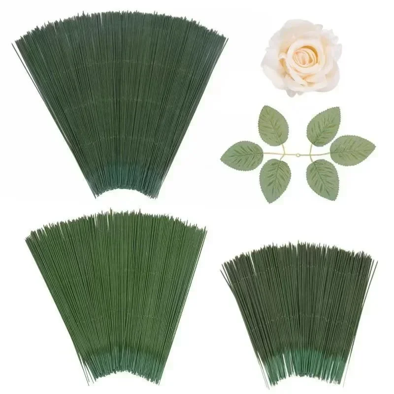 100/500/1500 stücke 40 cm Floral Stem Draht Handwerk Dunkelgrüner Draht Für Floristen Blumenarrangement Für DIY Material Handgemachte Accessoies – Detail 8
