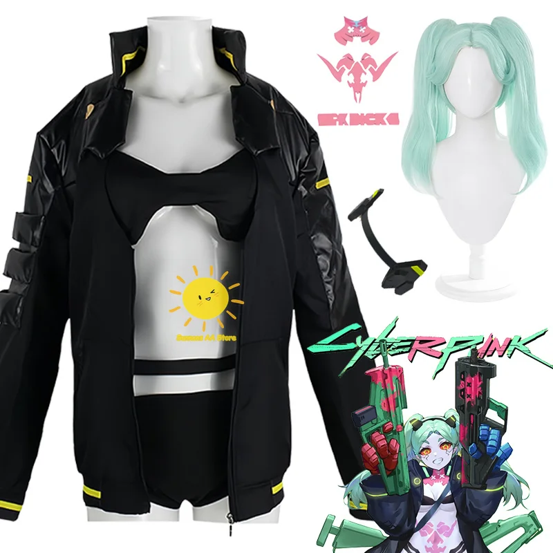 Anime Cyberpunk Edgerunners Cosplay Rebecca Cosplay Costumes Tops Shorts Coat Tattoo Rebecca Suits Wig Halloween Cos Adult Women