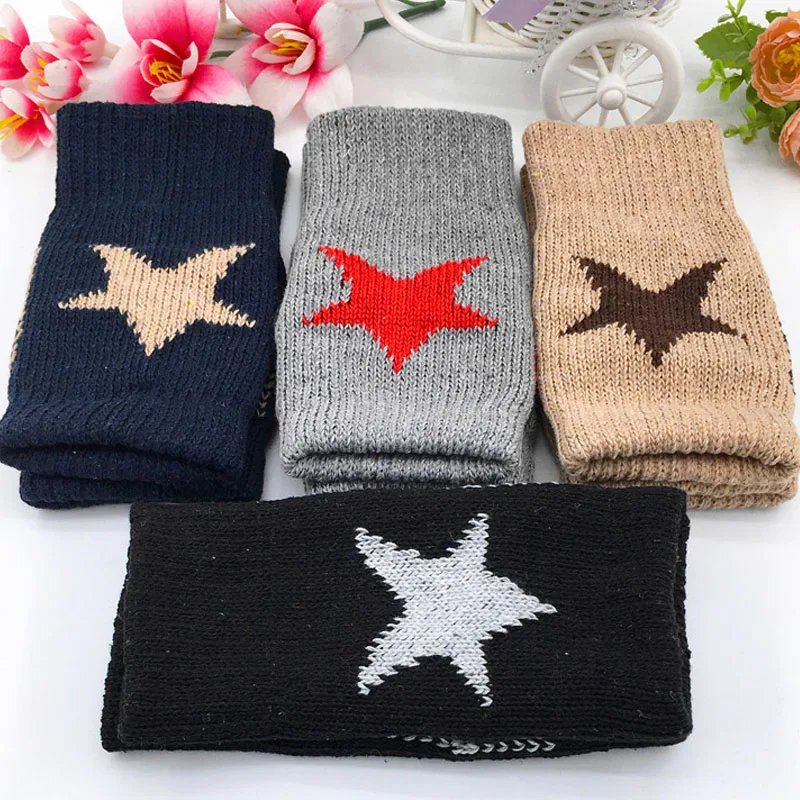 

Y2K Women's Autumn Winter Knitted Woolen Gloves Ins Fashion Men's Half Finger Warm Five Pointed Star Fingerless Gloves Unisex