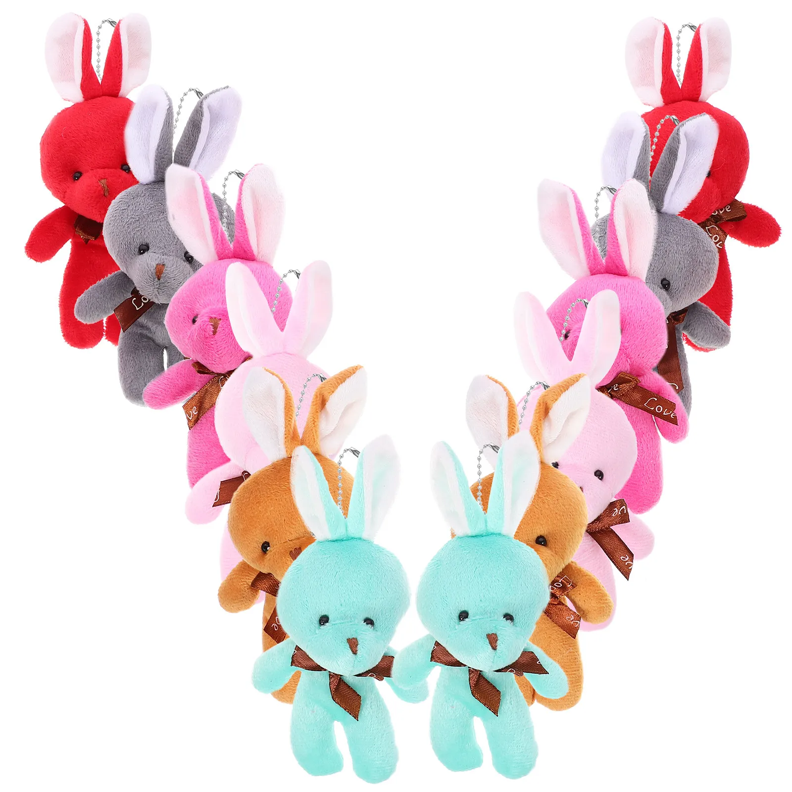 

12Pcs Mini Rabbit Pendant Keychain Cute Small Stuffed Bunny Charm Bag Hanging Ornament Car Decor Gift for Women Girls