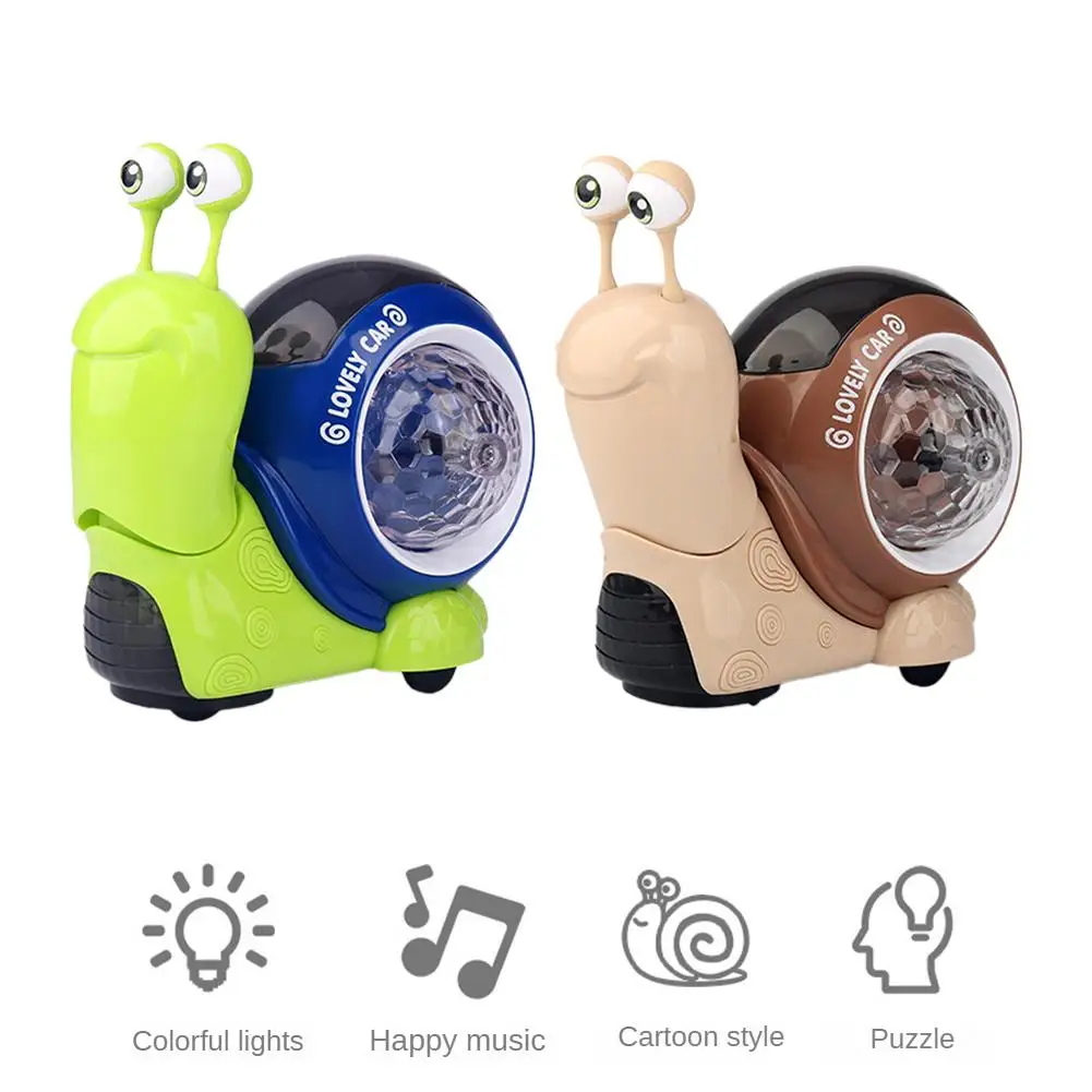 Brinquedos elétricos do caracol para crianças, caranguejos rastejando, luzes de projeção musicais interativas sensoriais Baby Walking Pet eletrônico, presente da criança