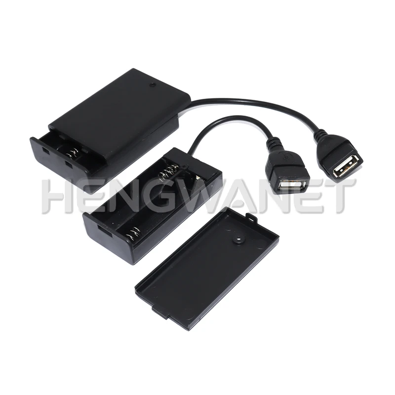 2/3 AA Battery Holder Battery Case Box Storage 4.5-5V with Cover and Switch with USB Cable Building Block Led Light Kit