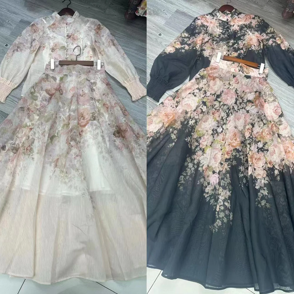 

Autumn 2025 Australia New Sle Cry Pink Flower Stand Collar Top Oversized Skirt Two-Piece Set Women's Busin Casual Ski...