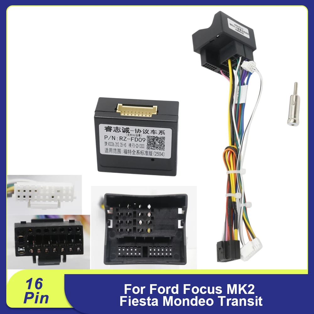 

16 Pin CAN Bus Adapter For Ford Focus 2 Fiesta MK6 Mondeo Transit Radio Wiring Harness For Android Head Unit