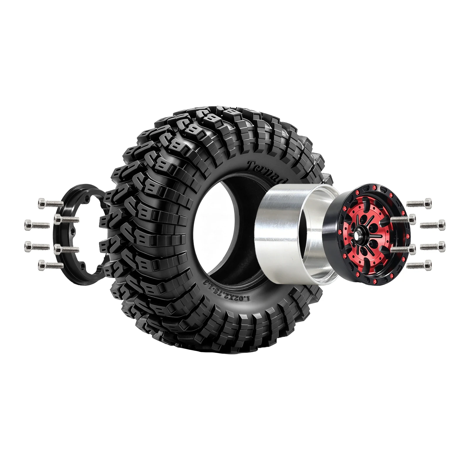 4pcs 1.3 inch Rubber Tyre & Metal Beadlock Wheel Set for 1/18 TRX4M Ascent18 1/24 Axial SCX24 AX24 RC Crawler Car Upgrade Parts view 5