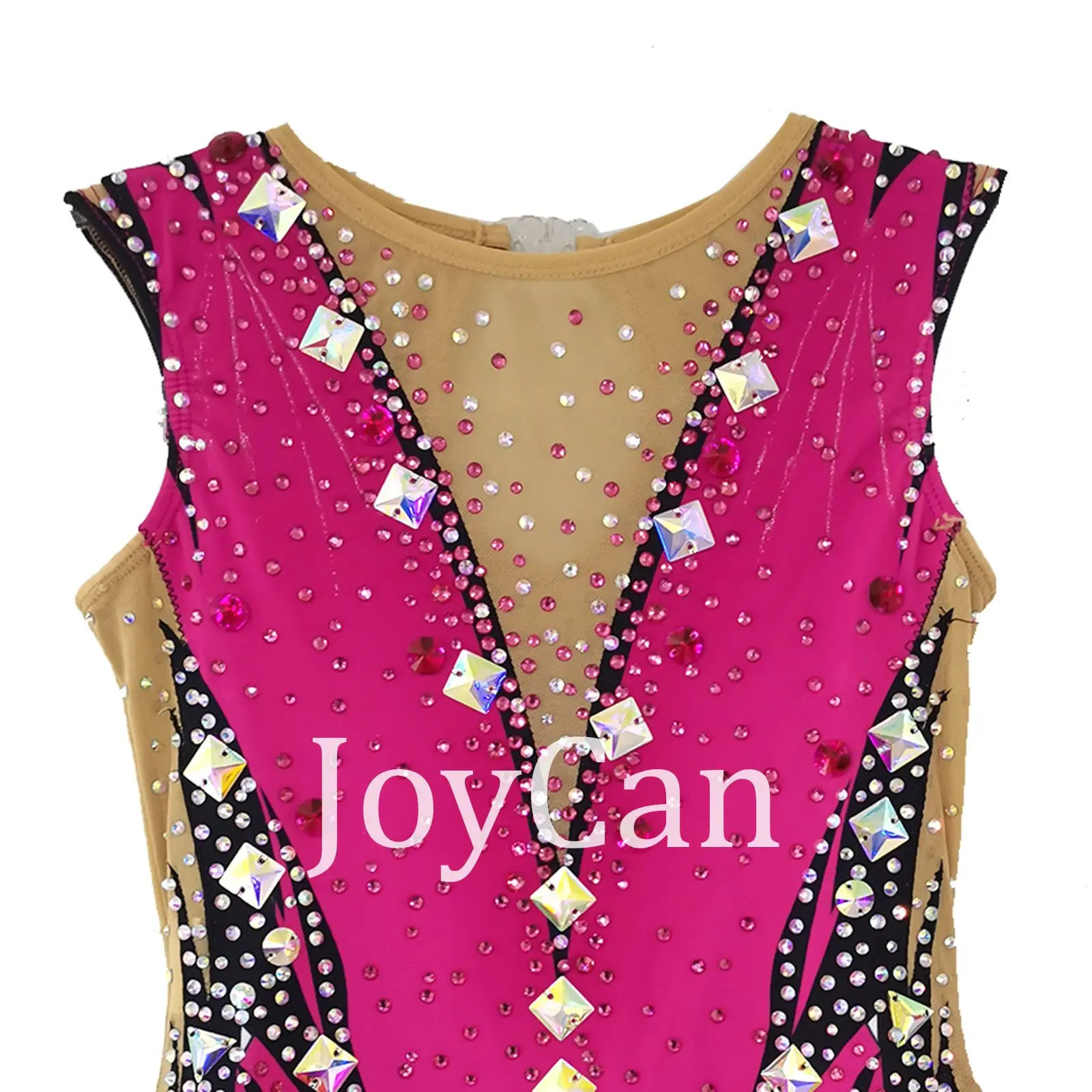 Disesuaikan Rhthmic senam Leotards gadis wanita Pink spandeks kostum tari untuk kompetisi