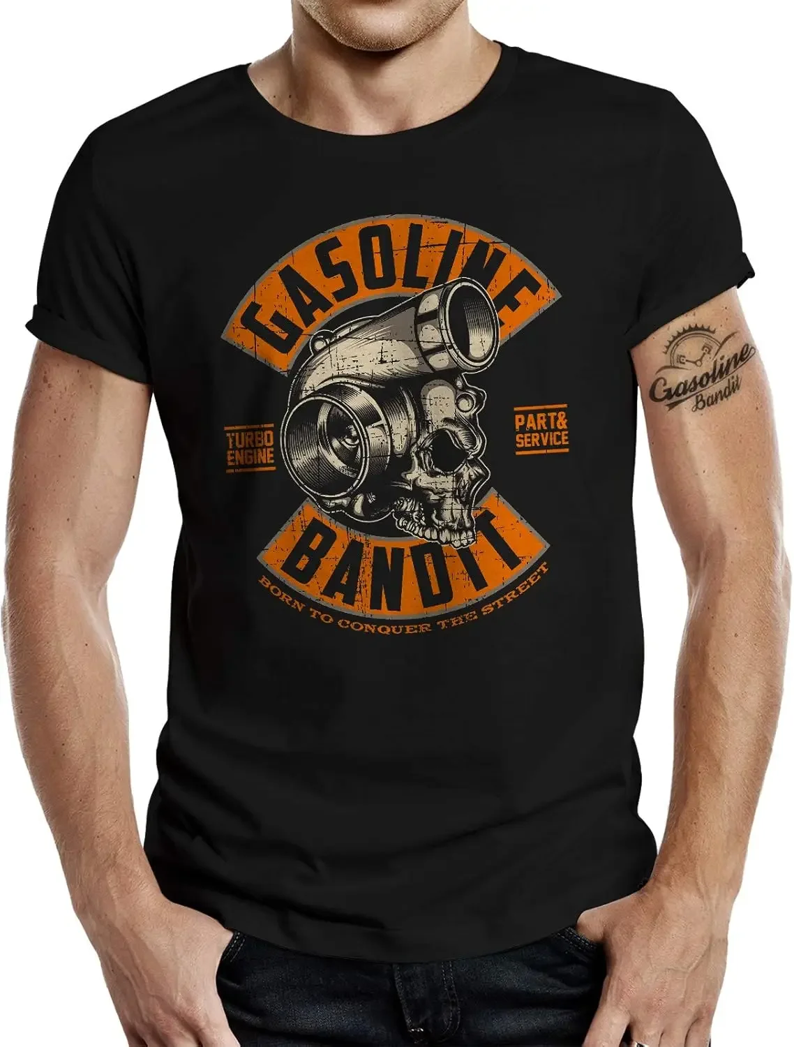 

Vintage Garage Racer Tuner Turbo Skull T-Shirt 100% Cotton O-Neck Short Sleeve Summer Casual Mens T-shirt Size S-3XL