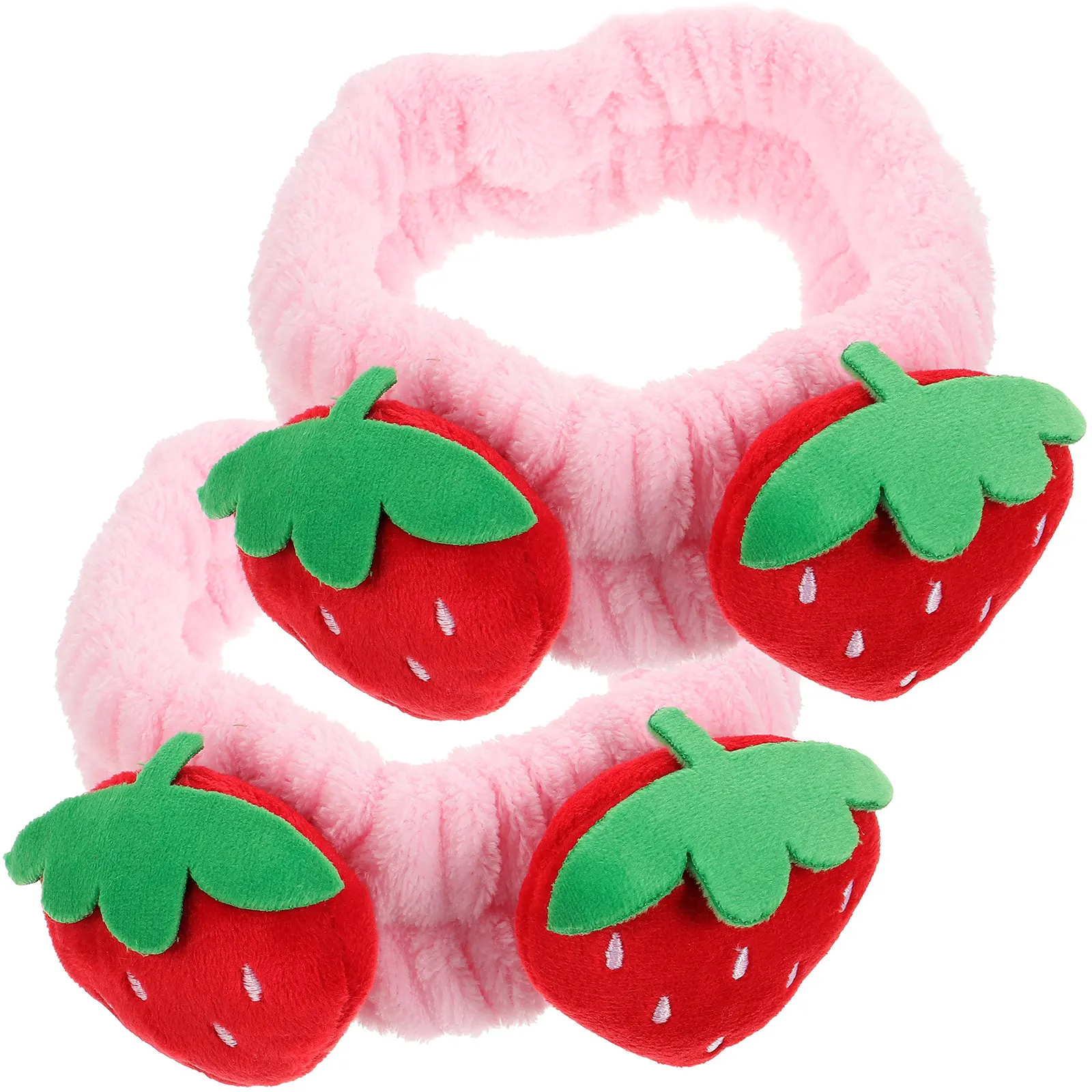 

2Pcs Strawberry Headband Cute Elastic Hair Band for Face Washing Makeup Spa Skincare Daily Use Women Hair Accessories