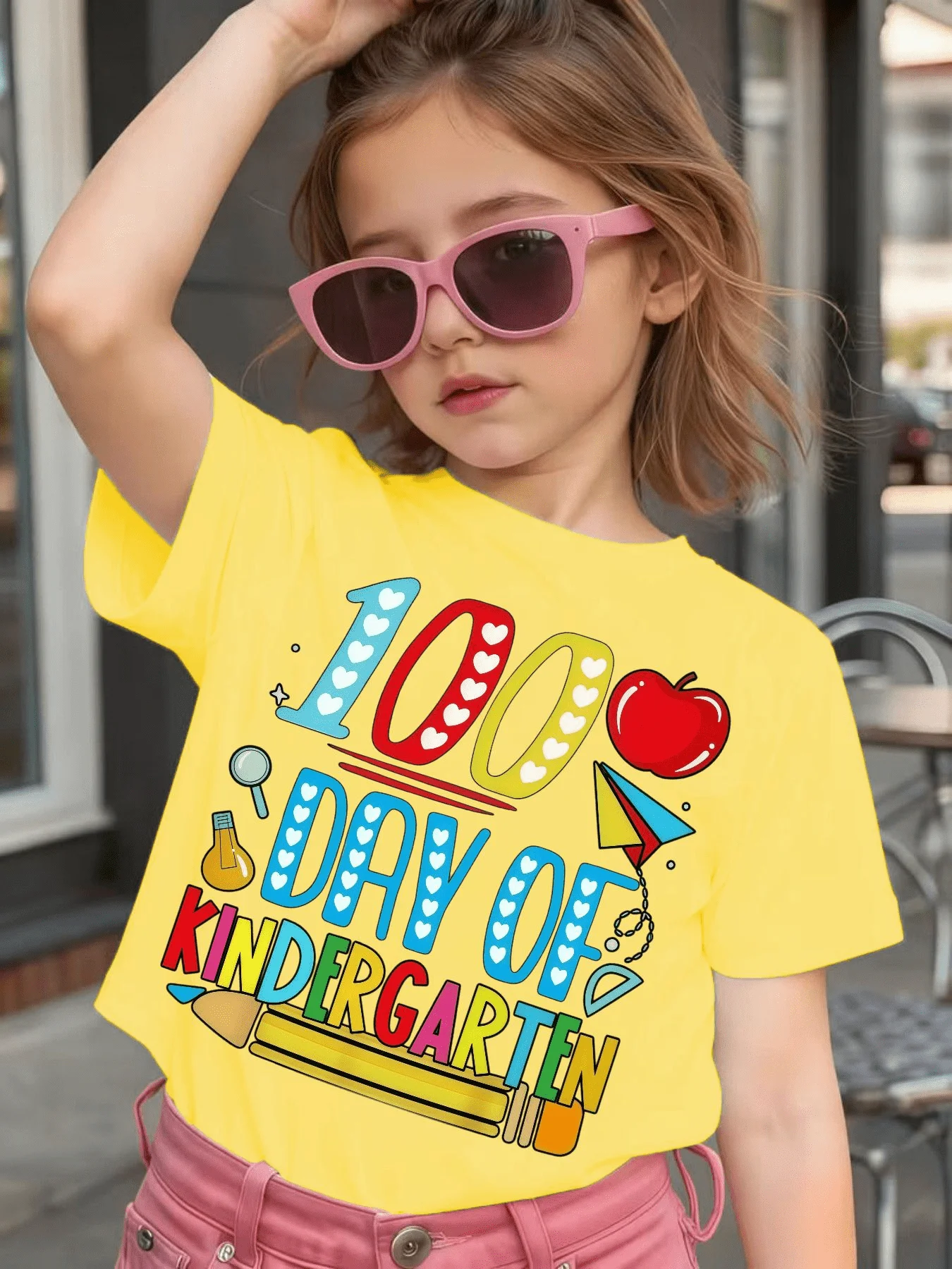 Rainbow Pencil 100 Days Of School Vibes T Shirt Boys Girls Family Matching Cotton Short Sleeve Casual Tees For Toddler Kids