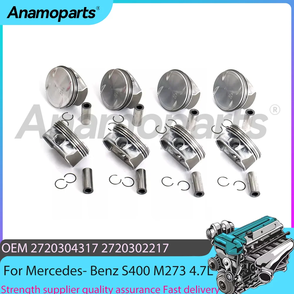 

Engine 92.9mm 8x Pistons With Rings Set Fit 4.7 L V8 GAS For Mercedes-Benz GL450 S400 S450 X164 4.7L M273 2720304317 2006-2013