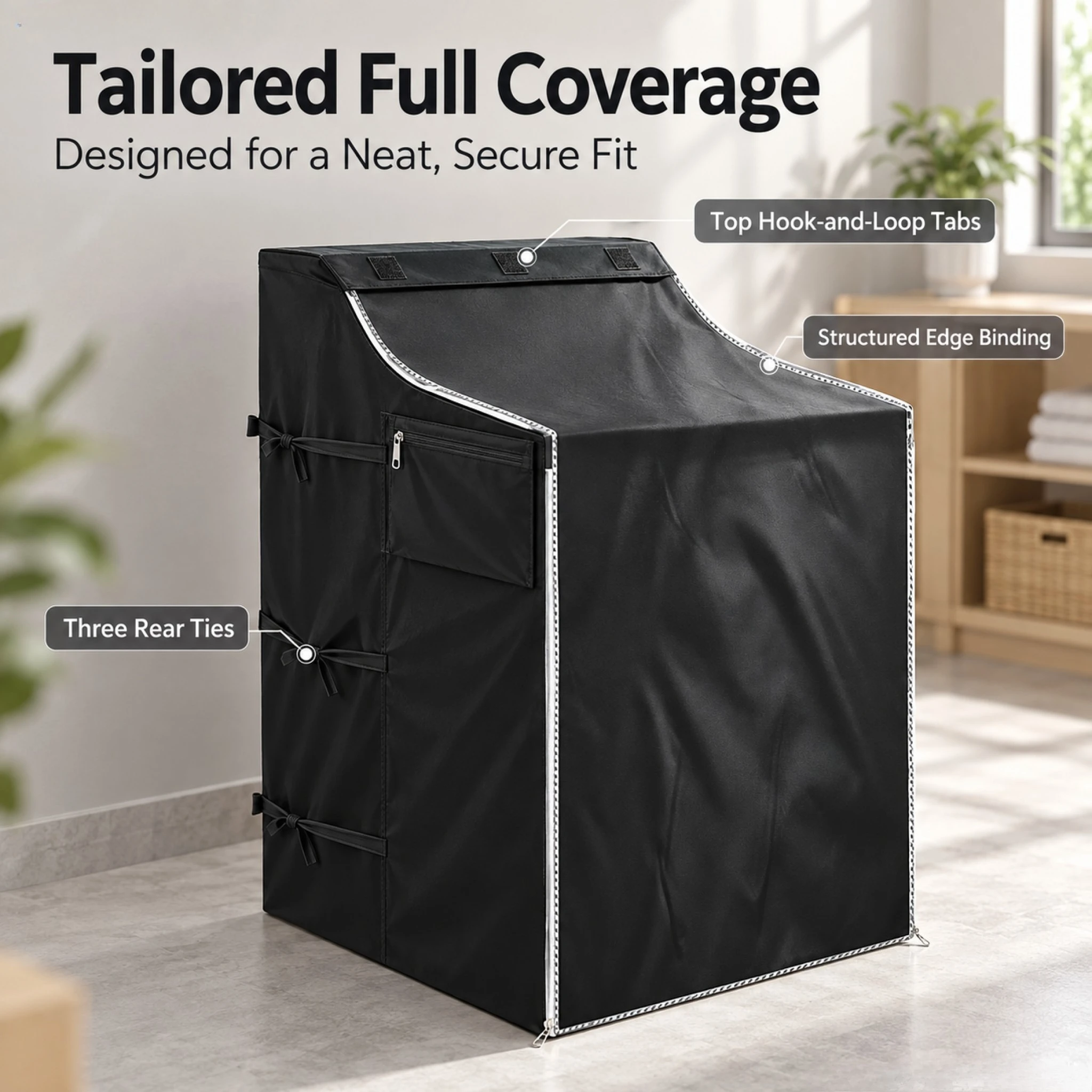 Front-loading Washing Machine Cover, Heavy-duty Windproof Protective Cover, Perfectly Fits American Front-loading Washer-dryer