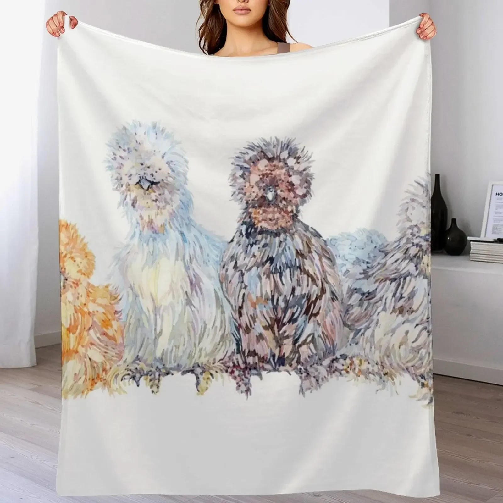 Silkie Chicken Huddle Throw Blanket bed plaid Furry Sofas Blankets Sofas Of Decoration Blankets