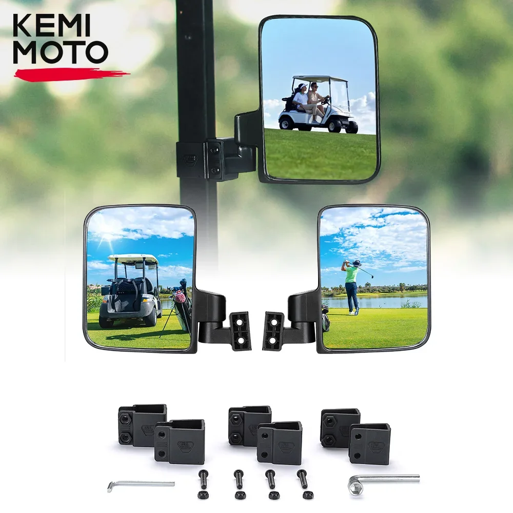 KEMIMOTO0.75/1.0/1.25 IN square tube Golf Cart Convex Side Mirror for EZGO TXT RXV for Club Car DS Precedent for Yamaha