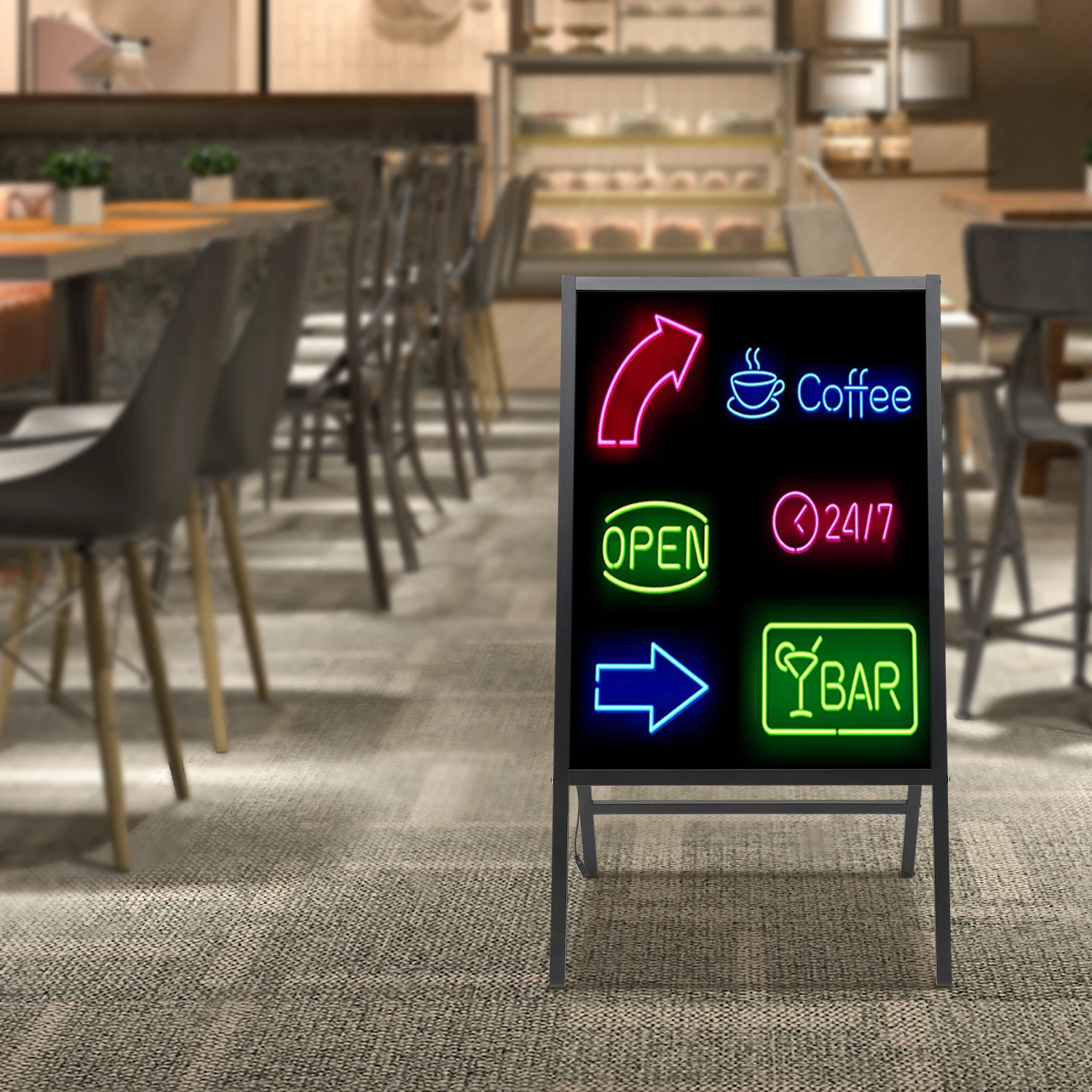Bacheca LED con luce a 7 colori con superficie di scrittura 23,62x31,5 pollici, 11 modalità lampeggianti, doppie opzioni di alimentazione, facile da pulire