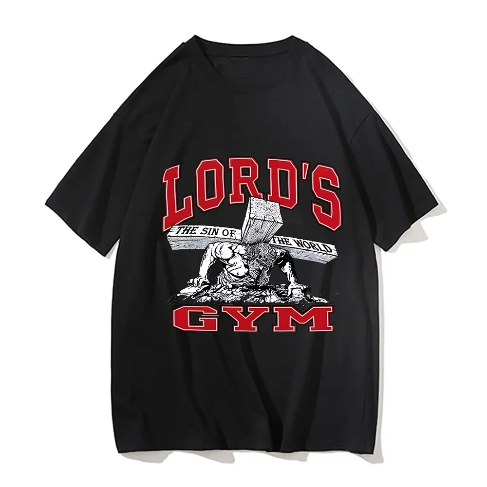 Lord 's Gym Shirts for Men Jesus CrossFit Leisure Pure Cotton Tees Crewneck Short Sleeve T Shirts Classic Clothing Streetwear