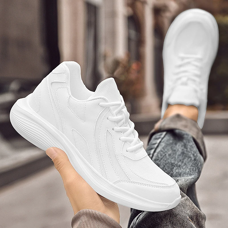 

Men Elevator Shoes White&Black Heightening Sneakers Breathable Height Increased Shoes Man Sports Shoes 35-45