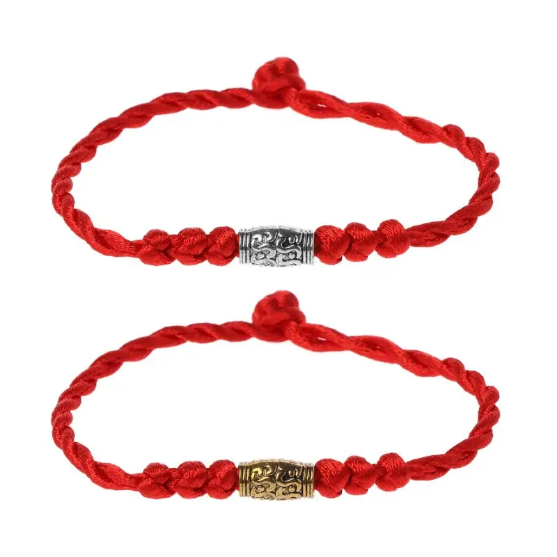 Pulsera cuerda roja estilo étnico, pulsera oro y plata tibetana tejida a mano, regalos