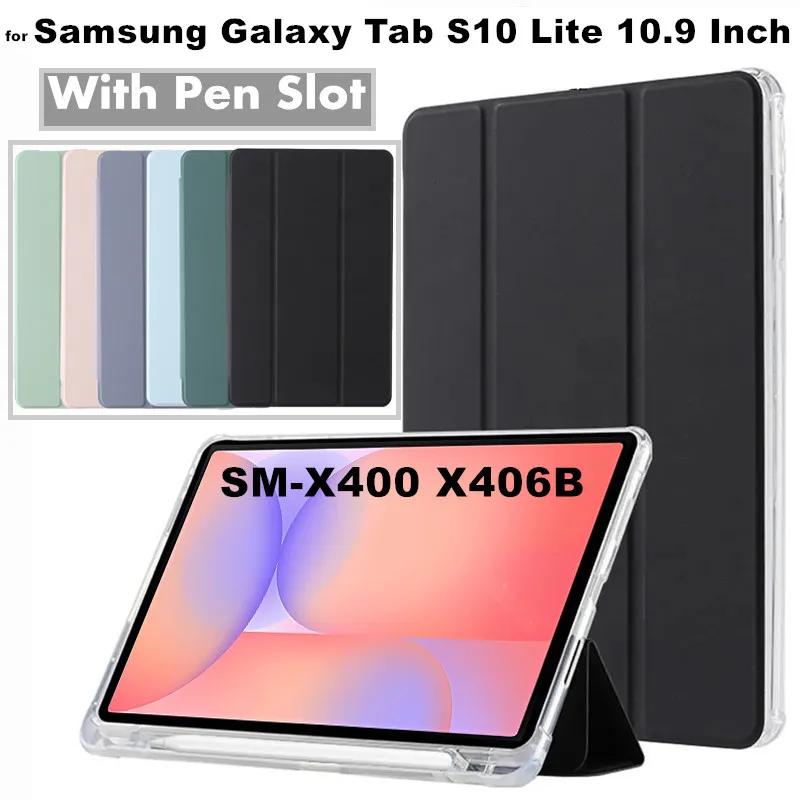 

Для Samsung Galaxy Tab S10 Lite 10,9 дюймов SM-X400 X406B 2025 акриловый прозрачный чехол для планшета с гнездом для ручки умный кожаный чехол