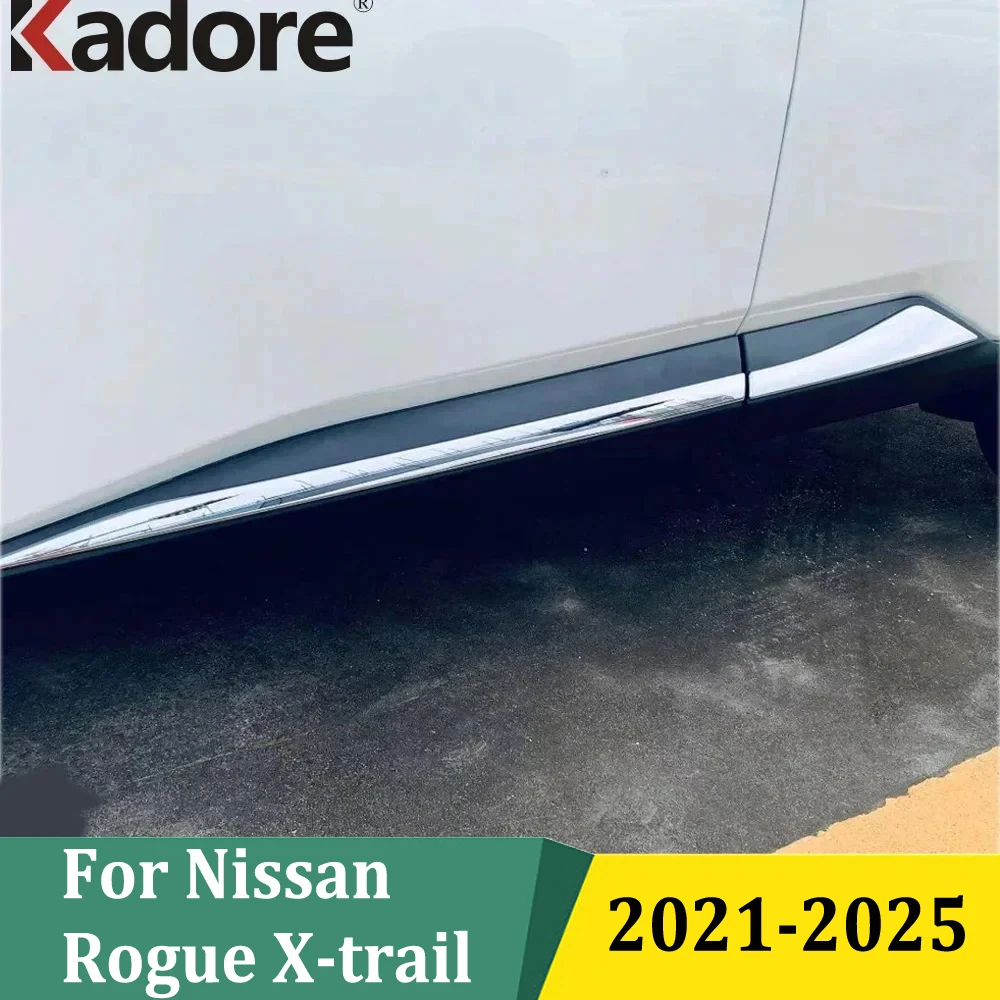 

For Nissan Rogue X-trail 2021-2025 Chrome Side Door Body Molding Line Cover Trim Protector Decoration Car Exterior Accessories