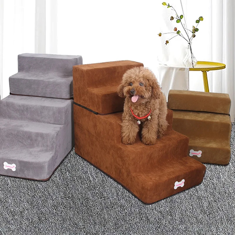 

3 Layers Pet Dog Stairs Step Flannel Foldable Detachable Pet Climbing Ladder Assembly Removable Sofa Bed Dog Stairs Steps