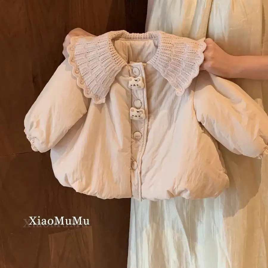 Winter Warm Girls Skirt thick Cute lapel Pink Cartoon Coat Jacket + Leggings Children Tops Cotton Thick Kids Party Clothes