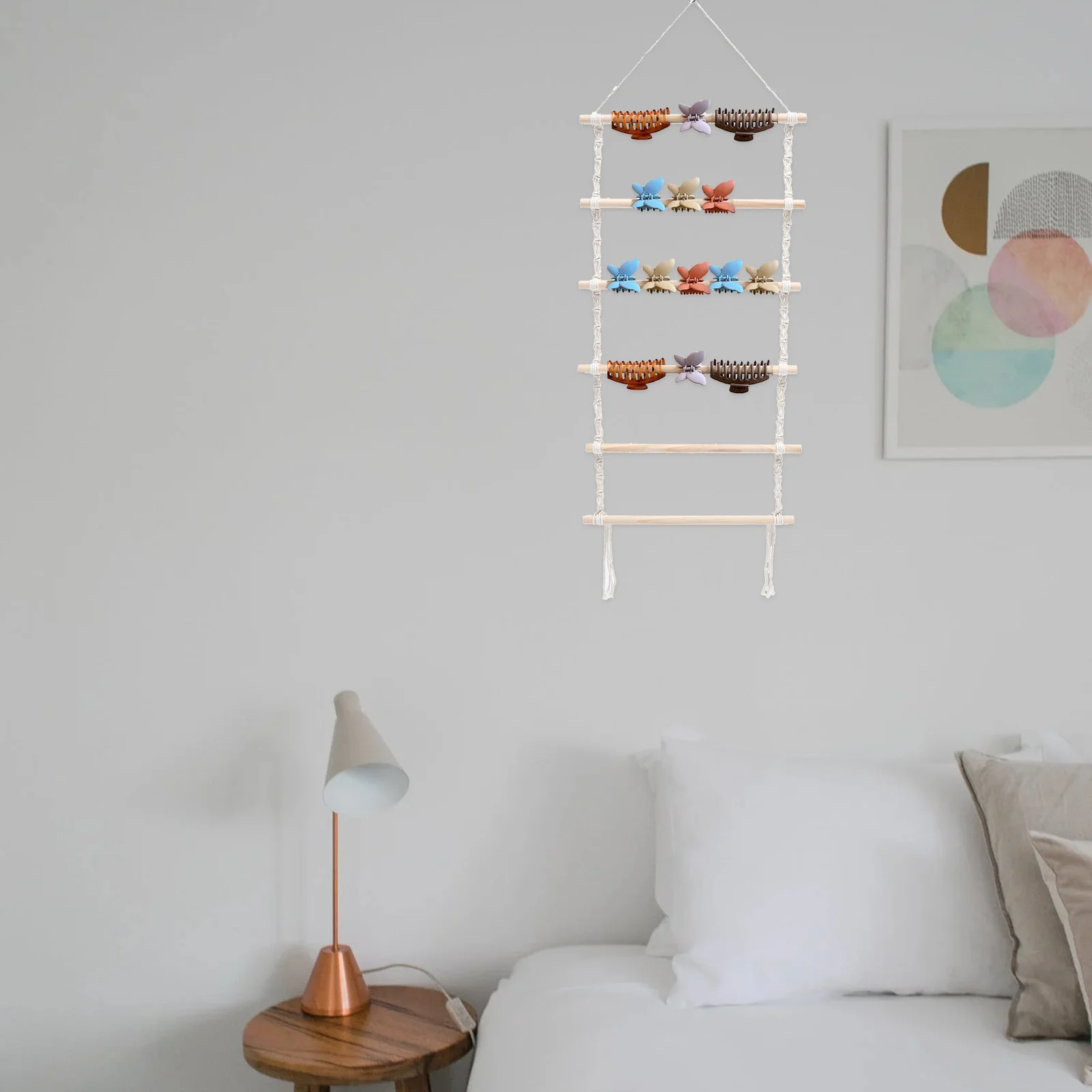 

Macrame Claw Clip Holder Organizer Hanging Hair Clip Storage Wall Hair Accessories Organizer for Girls Room Nursery Decor