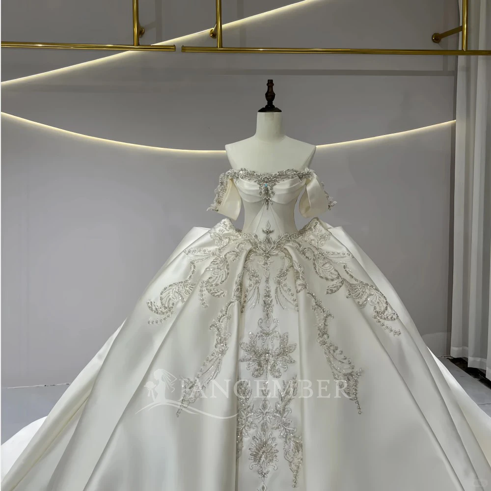 تخصيص رائع الكرة ثوب الساتان فستان الزفاف خمر مخصص المرأة زي العرائس Vestido de novia الدانتيل حتى الظهر #4