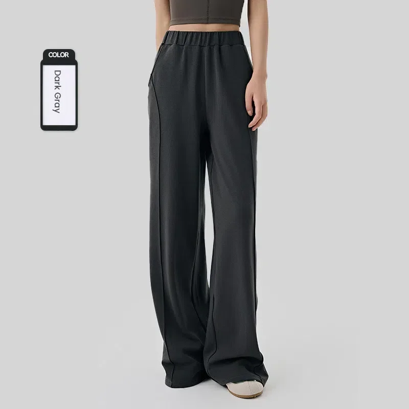 Women's Warm Straight Pants Winter Plus-fleece Wide Leg Trousers loose Casual Sports Pants Woman clothes street style