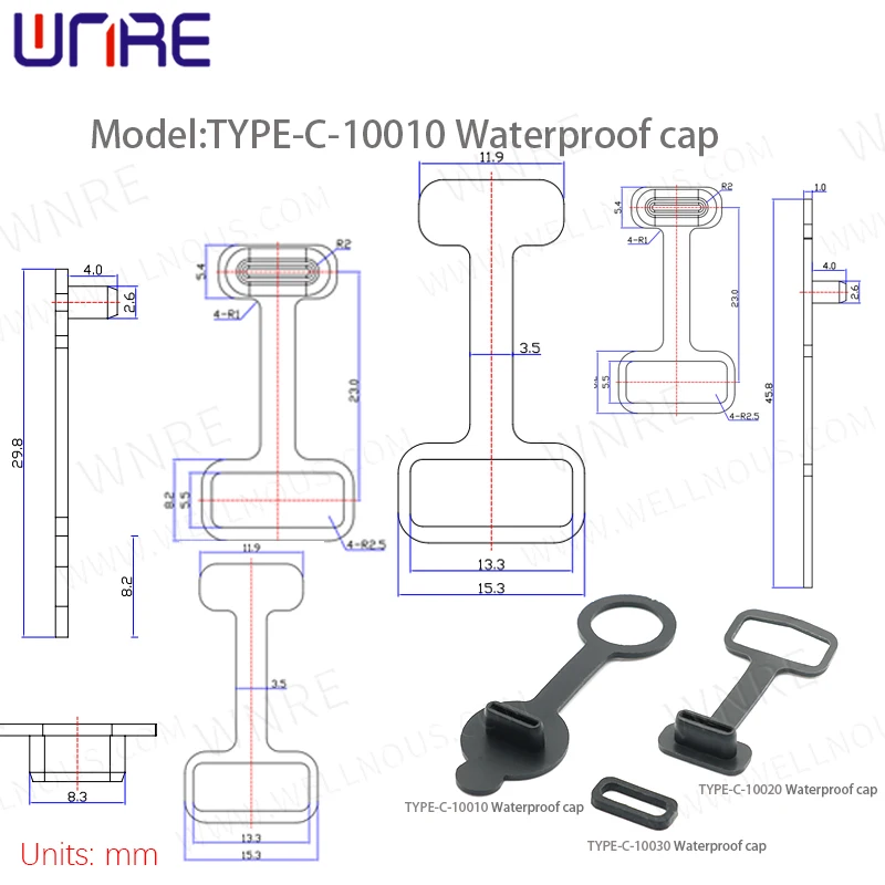 5Pcs TYPE-C Female Connector Socket Waterproof Cap Dustproof Sealing Plug USB Data Transfer Fast Charging Interface Cap