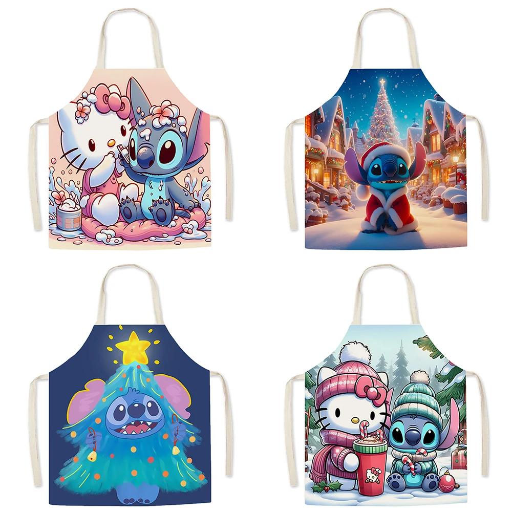 Cute Stitch Kuromi Apron Christmas Holiday Party Decoration Children's Bib Kitchen Restaurant Waiter Chef Apron Cleaning Tools