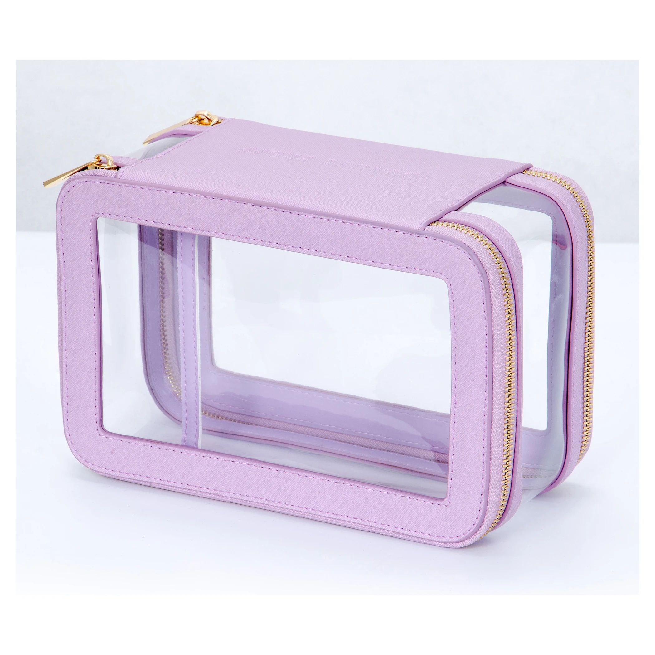 

Direct sales manufacturer lilac purple travel portable transparent cosmetic bag beauty box cosmetic storage bag