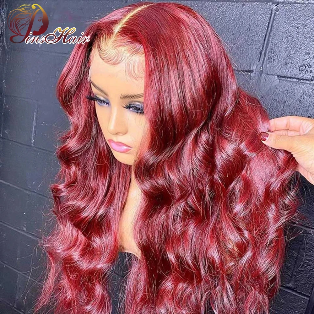 

99J Color Lace Front Human Hair Wigs 99J Body Wave 13X6 Lace Front Wig Pre Plucked With Baby Hair Remy for Women Lace Front Wig