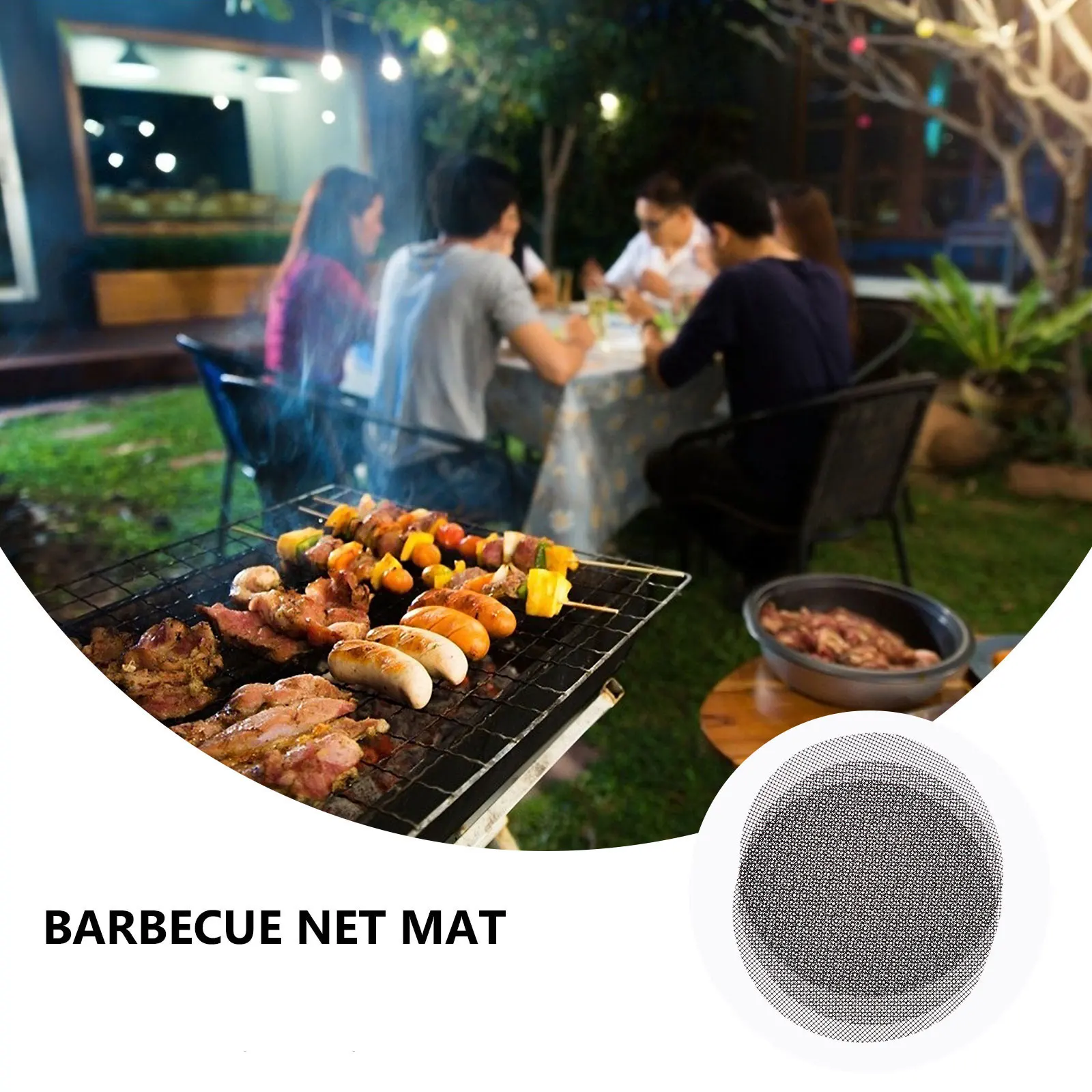 

3 Pcs BBQ Grill Mat Charcoal Barbecue Wire Pad Black PTFE Coated Lightweight Durable Non stick Baking Camping